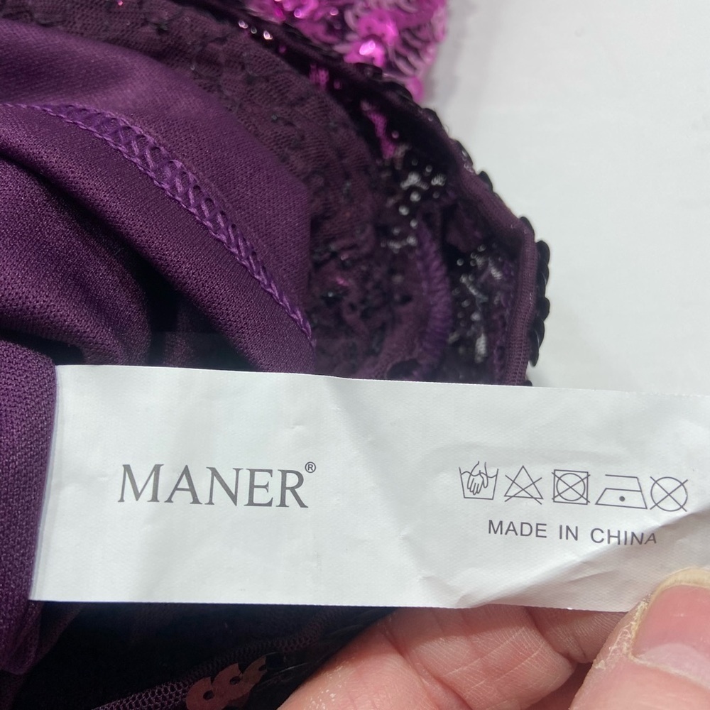 MANER Sequined Ombre Mini Skirt Size Large Purple Elastic Waist NWT READ - Picture 6 of 9
